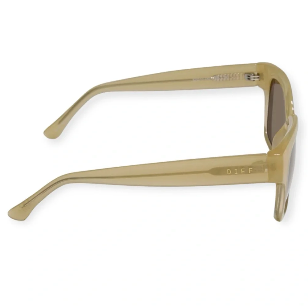 DIFF Mae Sunglasses Polarized Neutral Crystal Frame Truffle Lens Square NWT